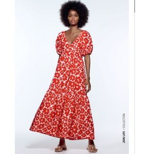 NWT Zara Printed Poplin Dress XS